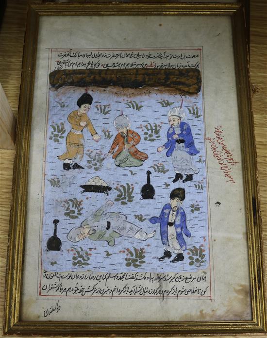 Persian School, four miniatures, 28 x 18cm